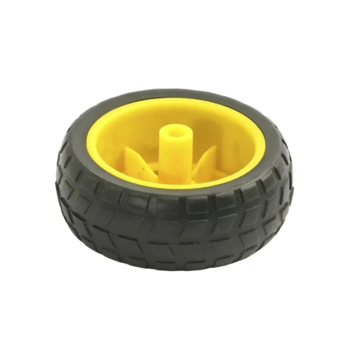 ROBO_WHEEL_YELLOW_65mm BO Motor Wheel 65mm Rubber (High Traction)