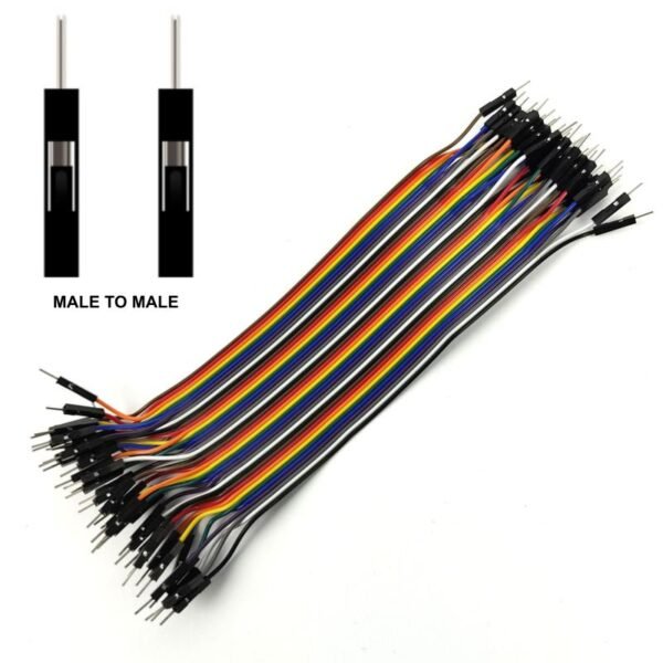 Male to Male Jumper Wires 20cm - 10 Pin Dupont Ribbon Cable (Pack of 10 wires)